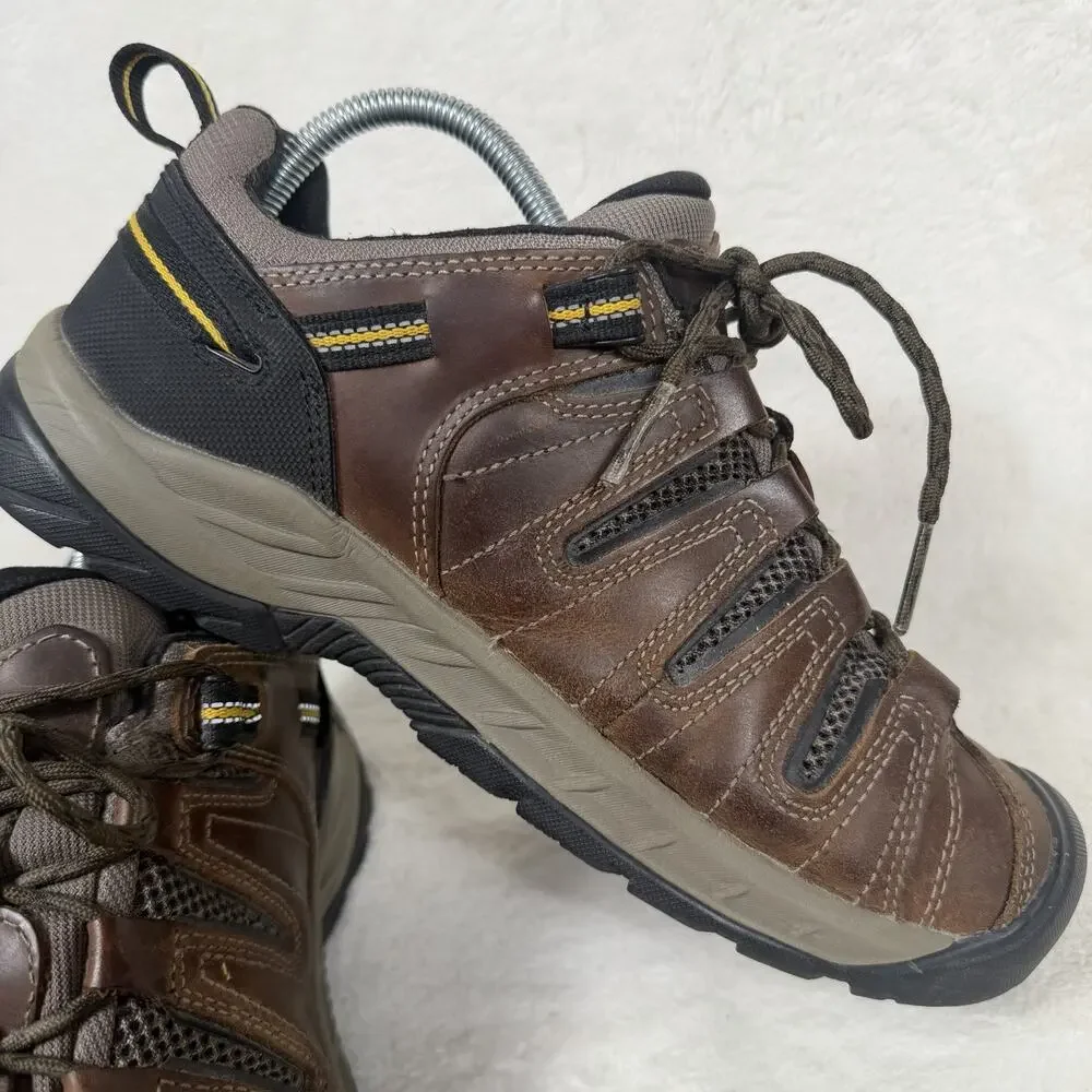 KEEN Flint Utility Work Shoes Men’s 9D Brown Leather Soft Toe ASTM F2892 EH